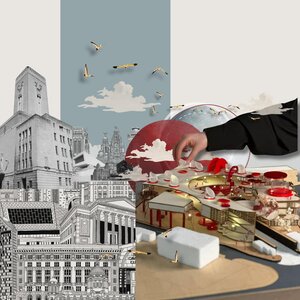 Architectural creativity: blending sketches, 3D models, and imagination in design innovation.