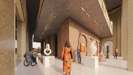 Modern art gallery showcasing diverse sculptures and fostering community engagement and accessibility.