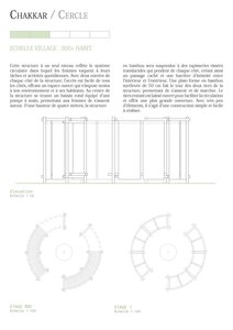 Chakkar Cercle circular modular pavilion architectural plans and elevation with phased ring diagrams.