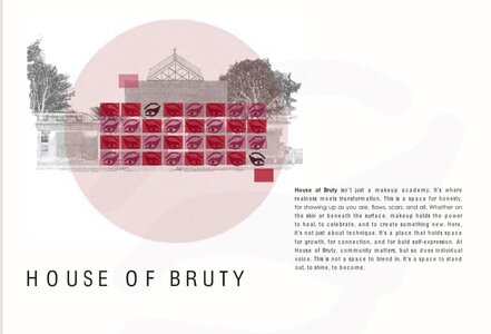 House of Bruty beauty manifesto editorial layout featuring modern collage and minimalist graphic elements.