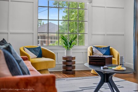 Elegant interior featuring spacious seating and contemporary decor.