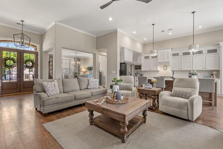 Bright living space with cozy seating and contemporary design.