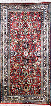 Kashmir-Seide - Teppich aus Kashmir,  Natur-Seide, Größe: 63x122cm Sonderpreis: € 563,-