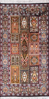 Kashmir-Seide - Teppich aus Kashmir,  Natur-Seide, Größe: 65x123cm Sonderpreis: € 586,-