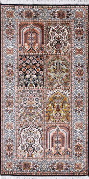 Kashmir-Seide - Teppich aus Kashmir,  Natur-Seide, Größe: 63x120cm Sonderpreis: € 554,-