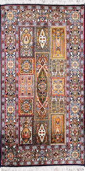 Kashmir-Seide - Teppich aus Kashmir,  Natur-Seide, Größe: 64x121cm Sonderpreis: € 568,-