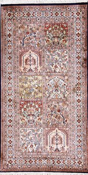 Kashmir-Seide - Teppich aus Kashmir,  Natur-Seide, Größe: 62x120cm Sonderpreis: € 545,-