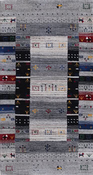 Gabbeh-Loom - Teppich aus Indien,  Schurwolle, Größe: 64x121cm Sonderpreis: € 162,-