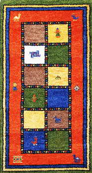 Gabbeh-Jumbo - Teppich aus Indien,  Schurwolle, Größe: 65x124cm Sonderpreis: € 85,-