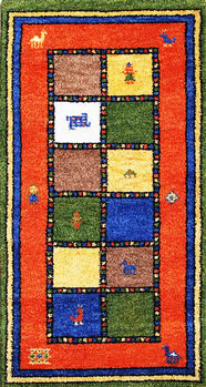 Gabbeh-Jumbo - Teppich aus Indien,  Schurwolle, Größe: 65x125cm Sonderpreis: € 85,-