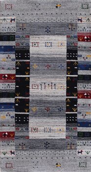 Gabbeh-Loom - Teppich aus Indien,  Schurwolle, Größe: 64x121cm Sonderpreis: € 162,-