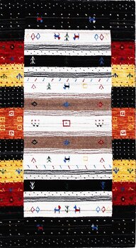 Gabbeh-Loom - Teppich aus Indien,  Schurwolle, Größe: 68x122cm Sonderpreis: € 174,-