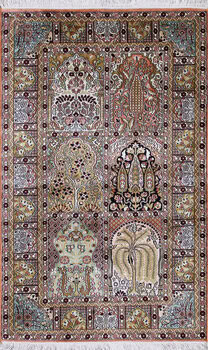 Kashmir-Seide - Teppich aus Kashmir,  Natur-Seide, Größe: 93x152cm Sonderpreis: € 1.036,-