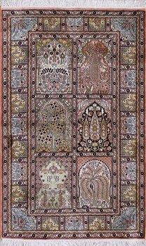 Kashmir-Seide - Teppich aus Kashmir,  Natur-Seide, Größe: 96x154cm Sonderpreis: € 1.084,-