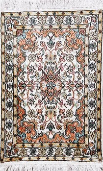 Kashmir-Seide - Teppich aus Kashmir,  Natur-Seide, Größe: 45x68cm Sonderpreis: € 224,-