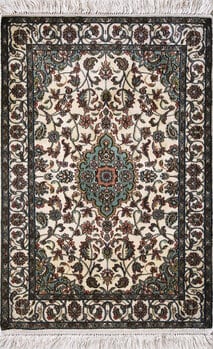 Kashmir-Seide - Teppich aus Kashmir,  Natur-Seide/Seide, Größe: 65x97cm Sonderpreis: € 1.152,-