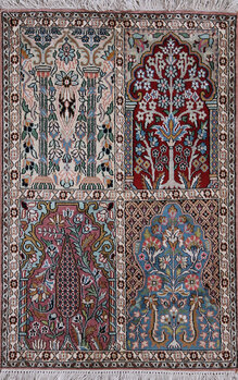 Kashmir-Seide - Teppich aus Kashmir,  Natur-Seide, Größe: 61x93cm Sonderpreis: € 416,-