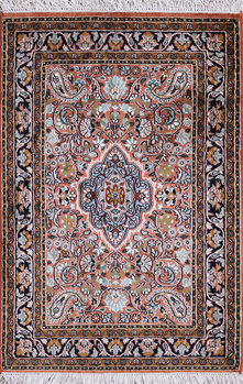 Kashmir-Seide - Teppich aus Kashmir,  Natur-Seide, Größe: 61x92cm Sonderpreis: € 411,-