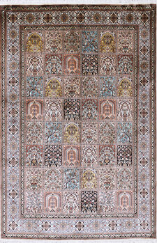 Kashmir-Seide - Teppich aus Kashmir,  Natur-Seide, Größe: 186x276cm Sonderpreis: € 3.763,-