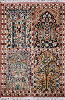 Kashmir-Seide - Teppich aus Kashmir,  Natur-Seide, Größe: 64x94cm Sonderpreis: € 441,-
