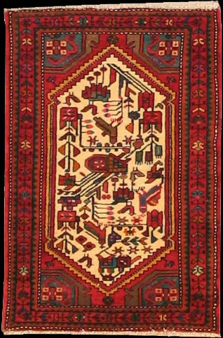 Hamadan - Teppich aus Orient,  Schurwolle, Größe: 82x122cm Sonderpreis: € 144,-