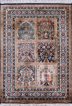 Kashmir-Seide - Teppich aus Kashmir,  Natur-Seide, Größe: 61x97cm Sonderpreis: € 434,-
