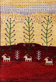Gabbeh-Jumbo - Teppich aus Indien,  Schurwolle, Größe: 63x92cm Sonderpreis: € 61,-