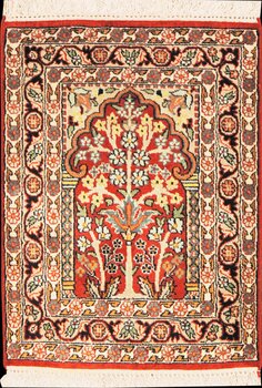 Kashmir-Seide - Teppich aus Kashmir,  Natur-Seide, Größe: 47x62cm Sonderpreis: € 183,-