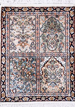 Kashmir-Seide - Teppich aus Kashmir,  Natur-Seide, Größe: 46x64cm Sonderpreis: € 216,-