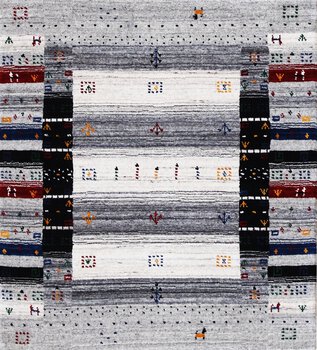 Gabbeh-Loom - Teppich aus Indien,  Schurwolle, Größe: 95x104cm Sonderpreis: € 207,-