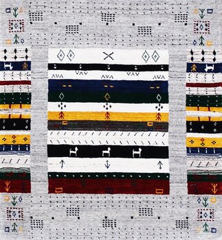 Gabbeh-Loom - Teppich aus Indien,  Schurwolle, Größe: 96x103cm Sonderpreis: € 207,-