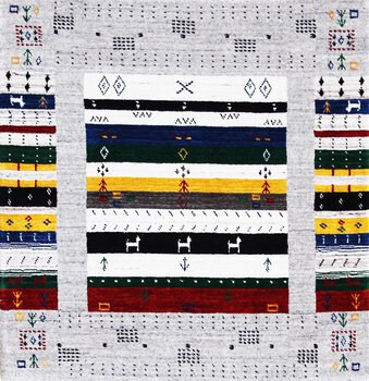 Gabbeh-Loom - Teppich aus Indien,  Schurwolle, Größe: 97x100cm Sonderpreis: € 203,-