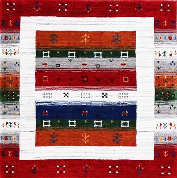Gabbeh-Loom - Teppich aus Indien,  Schurwolle, Größe: 104x104cm Sonderpreis: € 227,-