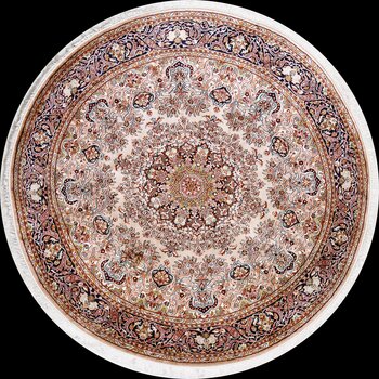 Kashmir-Seide - Teppich aus Kashmir,  Natur-Seide, Größe: 185x185cm Sonderpreis: € 2.419,-