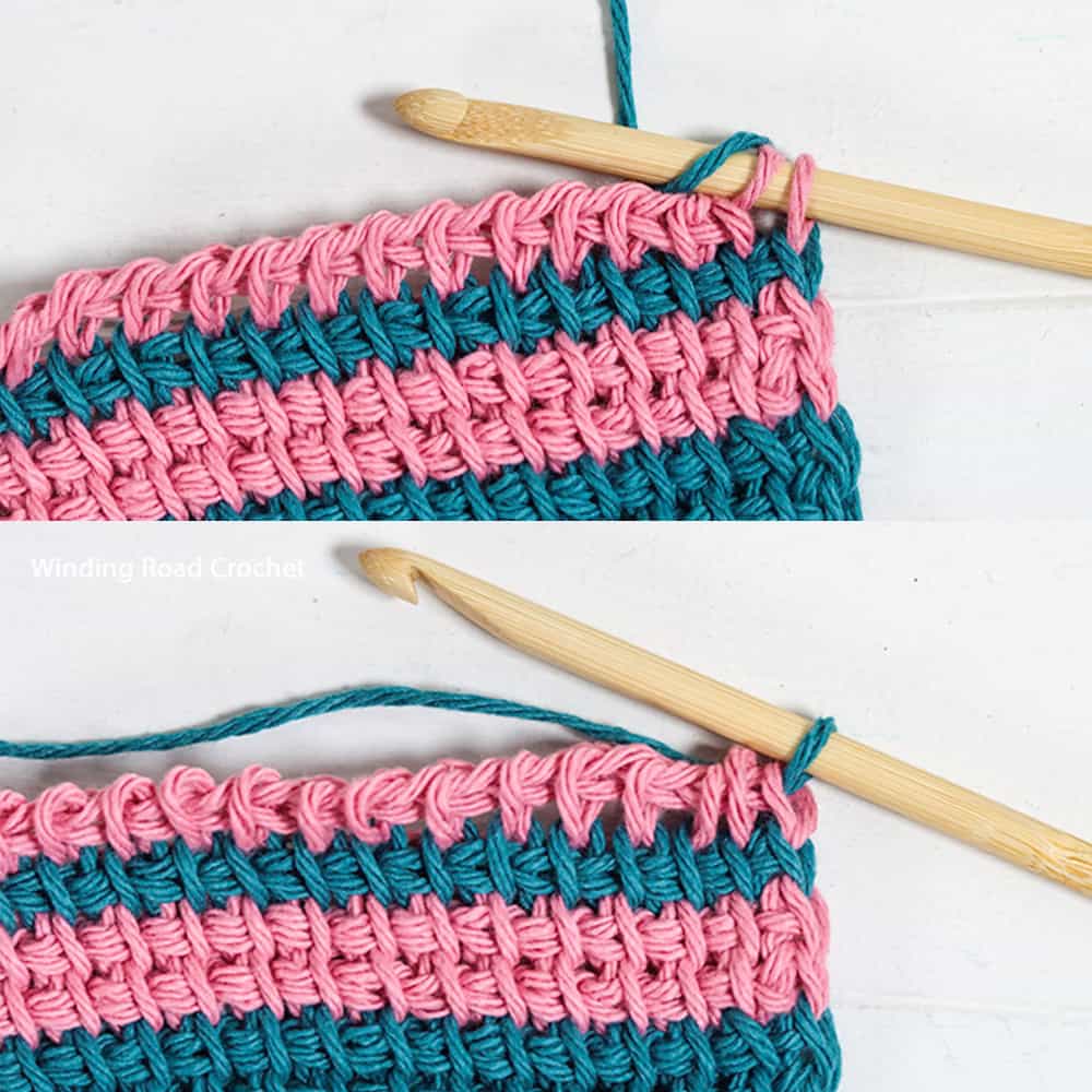 Learn how to change colors in Tunisian Crochet two different ways during lesson 4 of the free Tunisian crochet course with video tutorials.