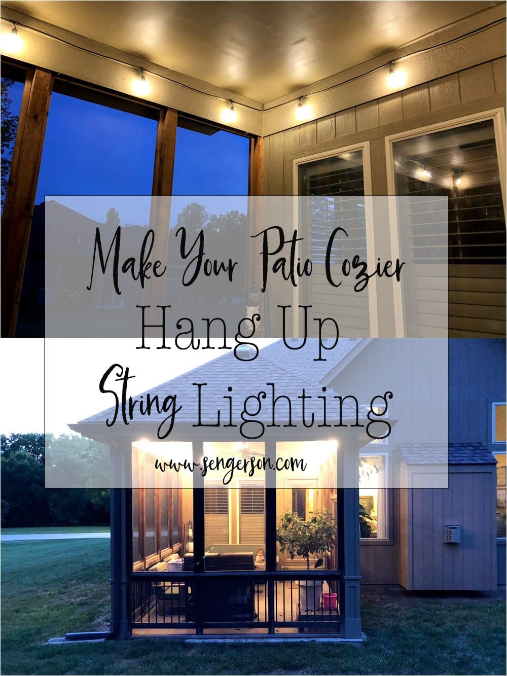 How To Hang String Lights On Covered Patio Diy Sengerson