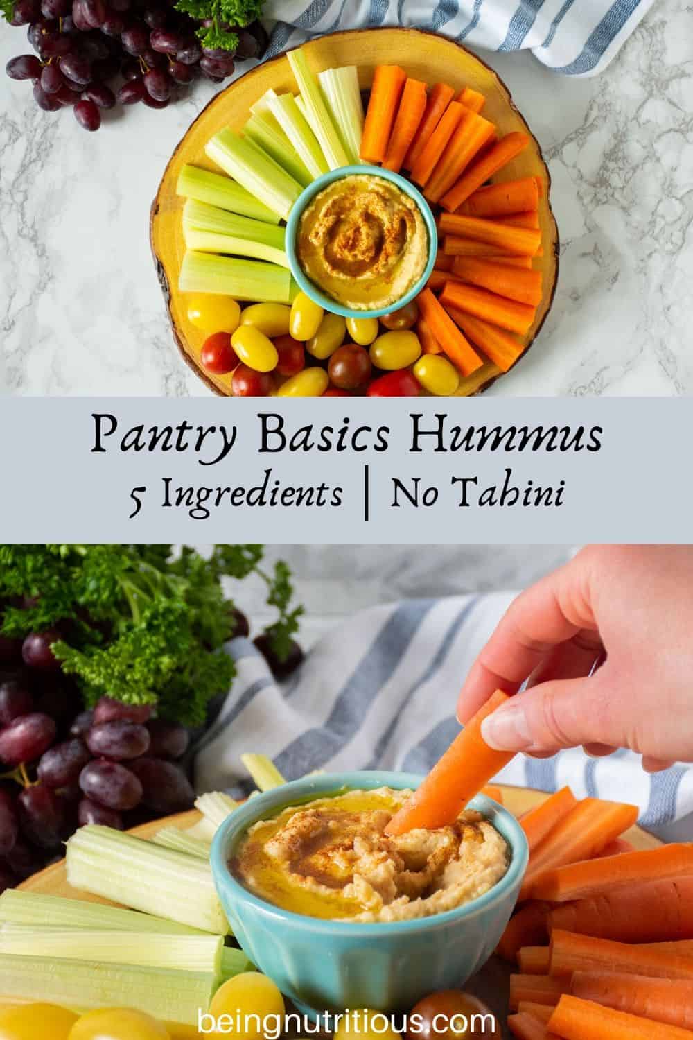 Pinterest graphic for Pantry Basics Hummus