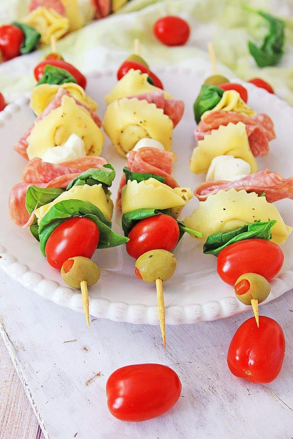 Tortellini Antipasto Skewers Appetizers The Farm Girl Gabs These antipasto skewers are great for an effortless, last minute appetizer. tortellini antipasto skewers appetizers