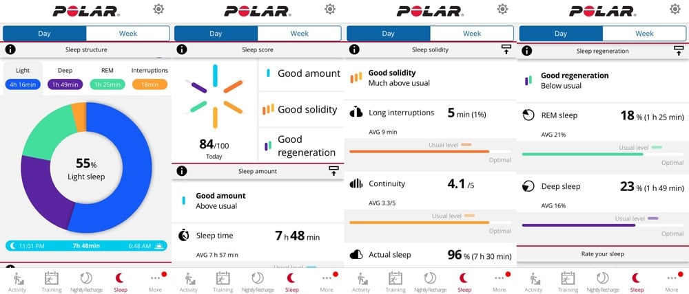 Огляд Polar Vantage M і 96 кілометрів пробіжок 14 Приложение Polar Flow, вкладка "Сон"