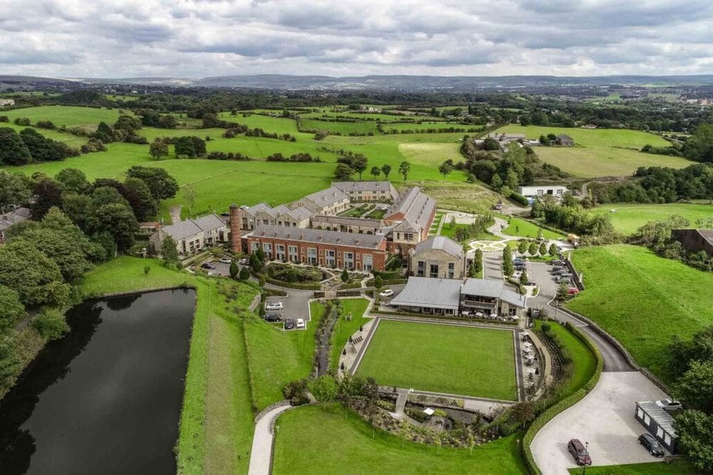 aerial photo of a village in bury
