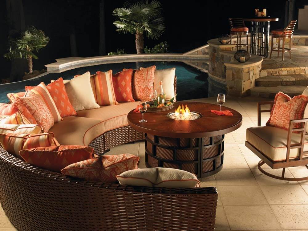 Wicker 3 Piece Patio Set with Fire Pit