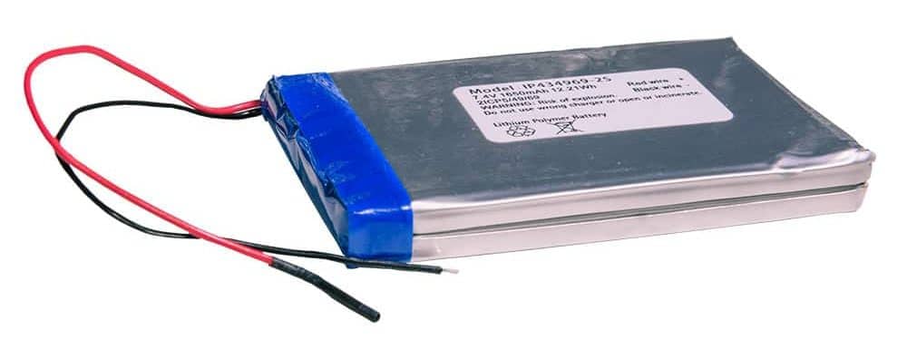Flache Lithium-Polymer-Batterie mit zwei Anschlusskabeln