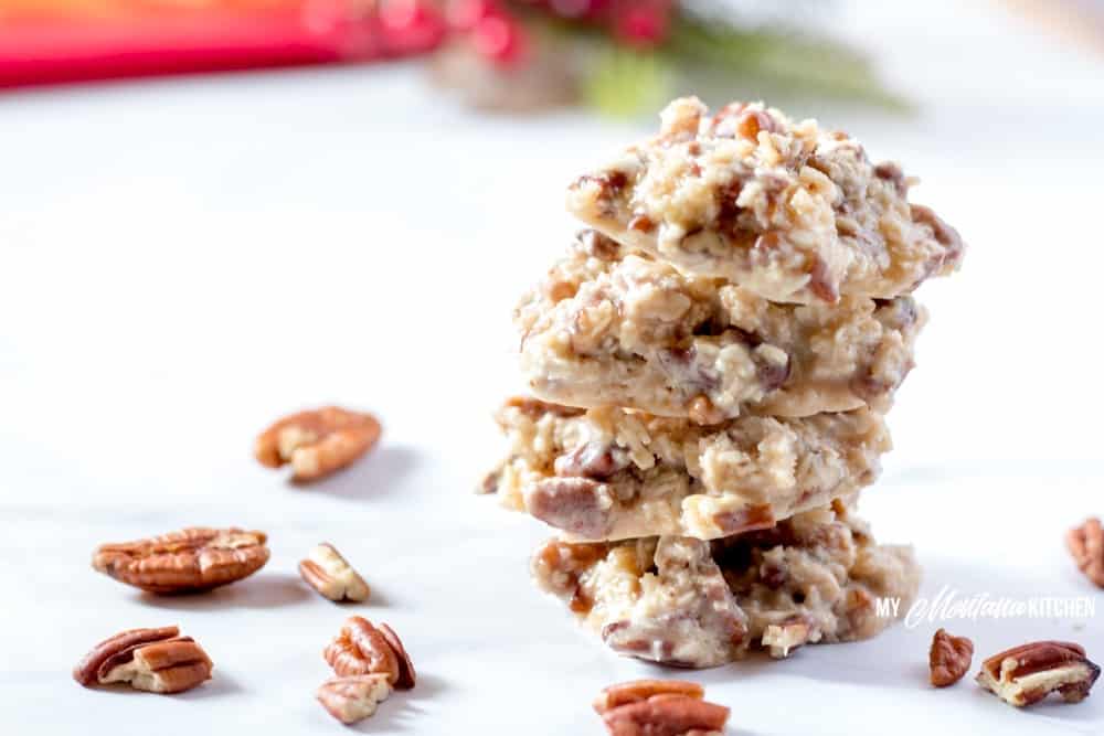 keto holiday praline no-bake coconut cookies