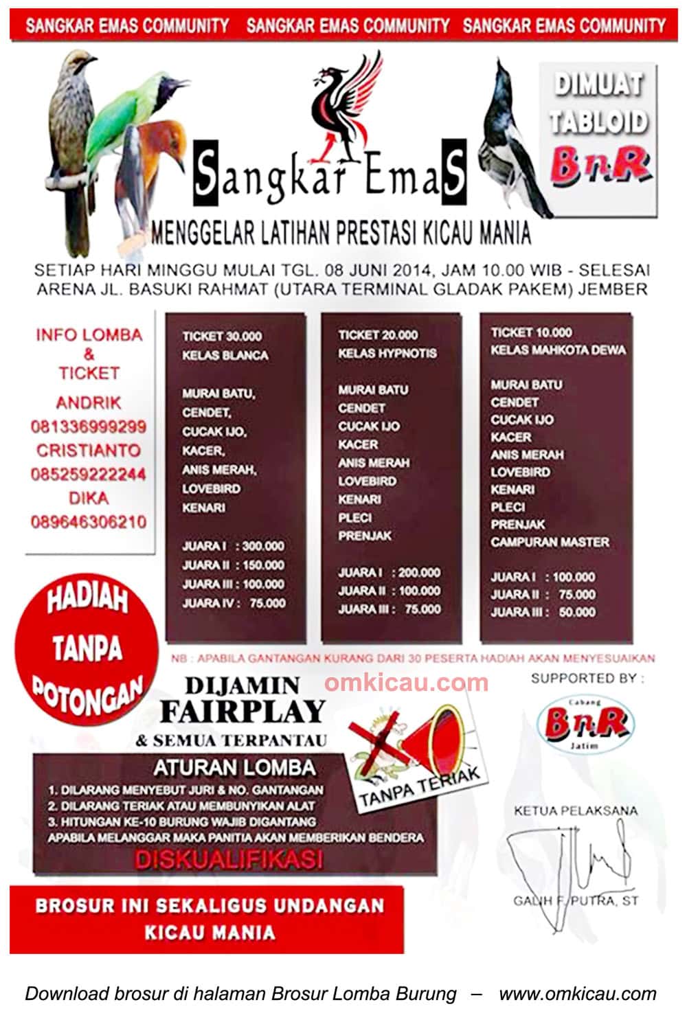 Latpres Burung Berkicau Sangkar Emas, Jember