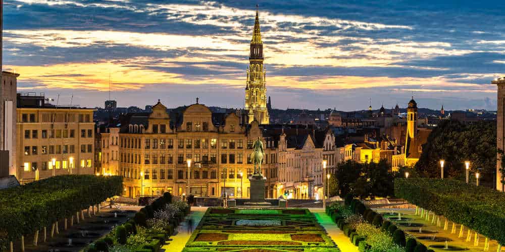 Cityscape of Brussels on a beautiful summer night