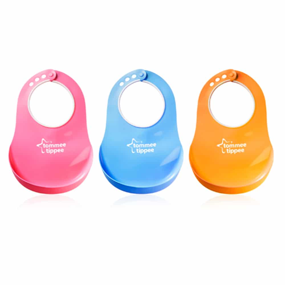 Blue or Orange Tommee Tippee Plastic Catch All Bib Pink