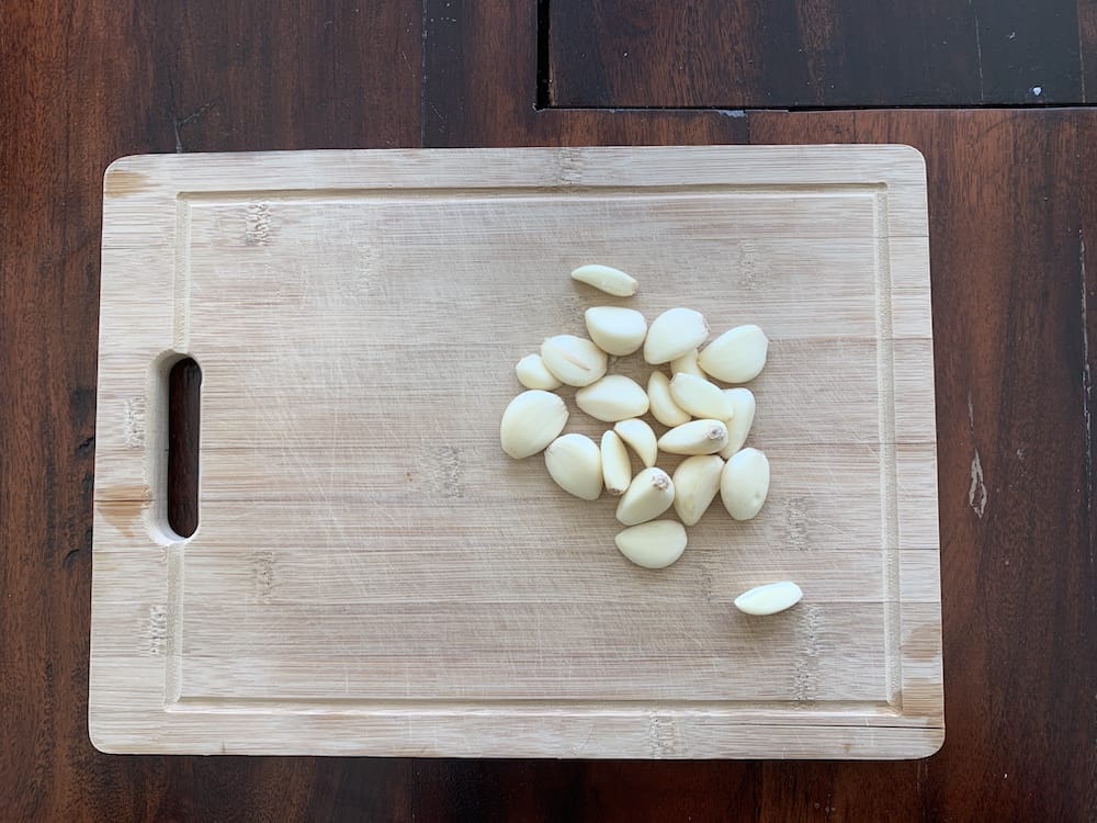 garlic on cutting board
