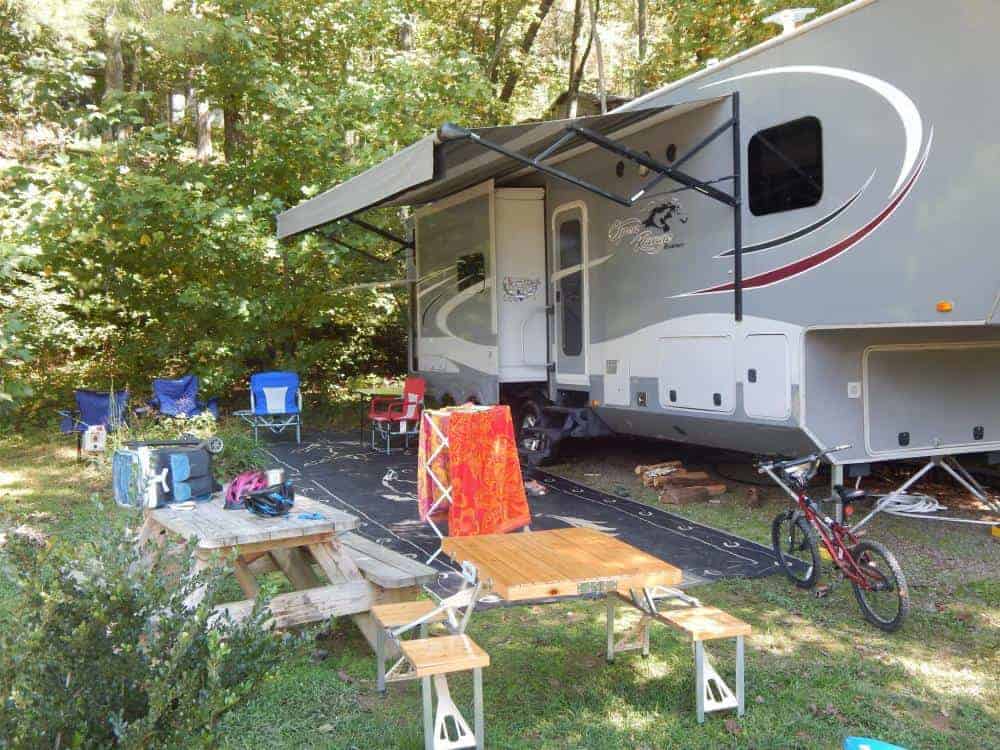 Sitting Outside the RV in our camping chairs