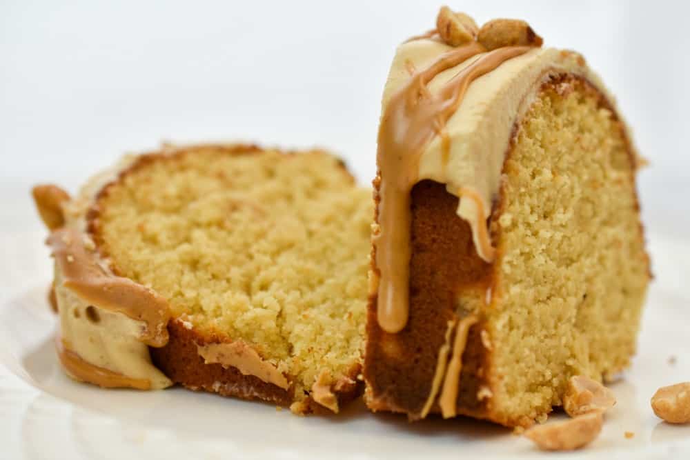 keto peanut butter bundt cake sliced