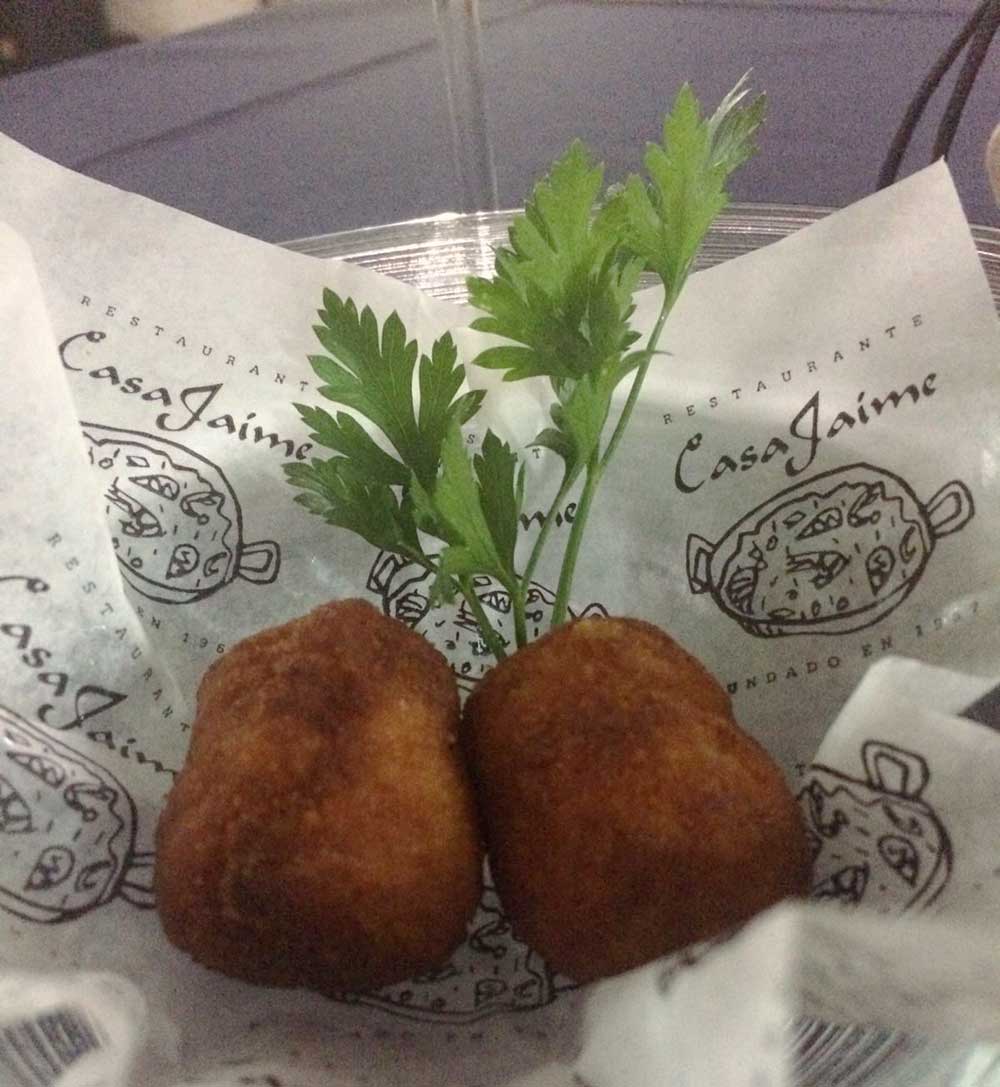 Tapa de croquetas del restaurante Casa Jaime